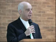 Dom Rino Fisichella em Brasília (DF), em um encontro nacional da CNBB em preparação para o Jubileu 2025.