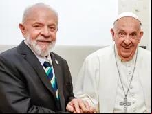 Lula e o papa Francisco no Hotel Borgo Egnazia, na Puglia, Itália em 14 de junho de 2024
