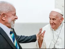 Último encontro do papa Francisco e Lula em 14 de junho de 2024, no Hotel Borgo Egnazia, na Puglia, Itália