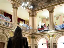 Movimentos pró-vida se manifestam durante fala de Marina de Pol Poniwas na Tribuna Livre da Câmara Municipal de Curitiba