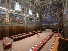 Capela Sistina pronta para o Conclave.
