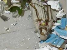 Imagem destruída na igreja da Comunidade Fazenda Comissário