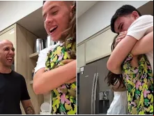 Momento em que os gêmeos Gustavo e Guilherme se alegram com a notícia da gravidez da mãe, Danielle