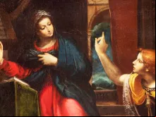 A anunciação do Arcanjo Gabriel à Virgem Maria.
