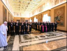 Papa Francisco durante a audiência com a delegação das universidades católicas hoje (19)