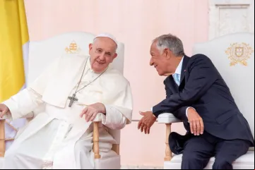 Papa Francisco com o presidente de Portugal, Marcelo Rebelo de Sousa