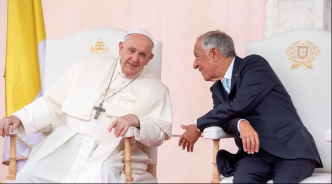 Papa Francisco com o presidente de Portugal, Marcelo Rebelo de Sousa