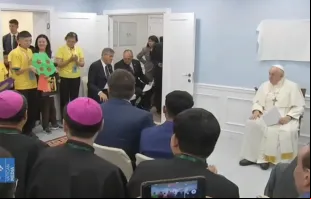Papa Francisco hoje (4) na inauguração da Casa da Misericódia em Ulaanbaatar, na Mongólia.