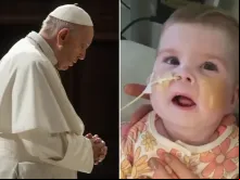 Papa Francisco/Indi Gregory, nasceu em fevereiro e foi batizada em setembro. Ela sofre de uma doença mitocondrial degenerativa rara e tem recebido tratamento vital com um ventilador no Queen's Medical Center em Nottingham, na Inglaterra.