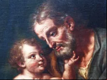 O Menino Jesus olhando com ternura para o grande são José.