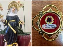 Imagem peregrina e relíquia de segundo grau de santa Rita de Cássia.