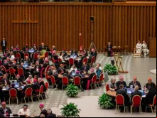 A Sala Paulo VI no Vaticano, onde acontece o Sínodo sobre a Sinodalidade. |