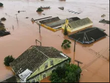 Igreja em Taquari (RS) ficou alagada por conta das enchentes das últimas semanas