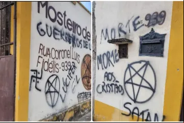 Pichações no mosteiro de São Bento em Fortaleza (CE).