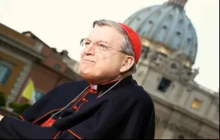 Cardeal Raymond Burke no estúdio da EWTN em Roma durante a canonização do papa são João Paulo II e do papa são João XXIII em 27 de abril de 2014.