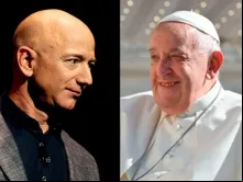 Jeff Bezos e papa Francisco.