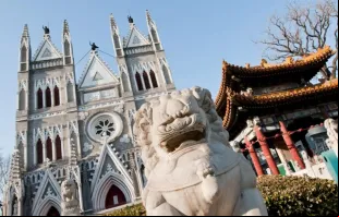 A Igreja do Salvador, também conhecida como Igreja Xishiku, no distrito Xicheng em Pequim, China.