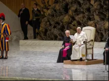Papa Francisco na audiência geral de hoje (18) no Vaticano.