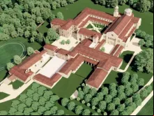 A planta geral da futura abadia para a comunidade de Le Barroux, a abadia beneditina de Sainte-Marie de la Garde.