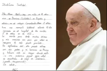 Carta enviada por María ao papa Francisco