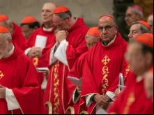 Cardeais eleitores em missa de Novendiales.