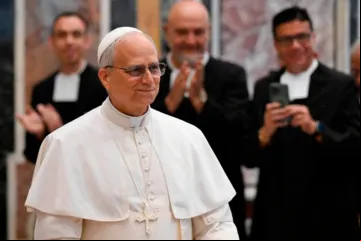 Papa Leão XI com os Irmãos das Escolas Cristãs no Vaticano