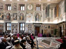 Papa Leão XIV em audiência hoje (19) no Vaticano.