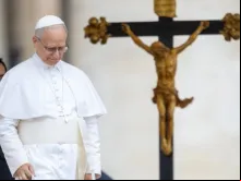 Papa Leão XIV ontem (21) em sua primeira audiência geral no Vaticano. Imagem referencial.