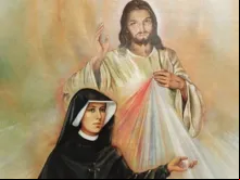 Santa Faustina Kowalska junto ao Senhor da Divina Misericórdia.