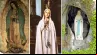 Pintura original de Nossa Senhora de Guadalupe, imagens de Nossa Senhora de Fátima e de Nossa Senhora de Lourdes
