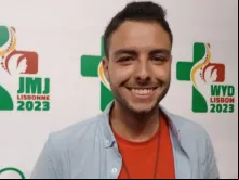 Pedro Luiz e mais 9 jovens de outros países almoçaram com o papa Francisco hoje(4). Foto: Natalia Zimbrão