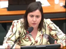 Deputada Sâmia Bonfim na audiência da moção de repúdio. Foto: Captura de imagem