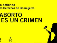 Cartaz de campanha da Anistia Internacional em defesa do aborto