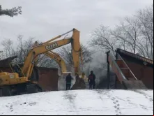 Restos da Paróquia do Santíssimo Sacramento em Franklin Lakes, NJ, após um incêndio em 11 de dezembro de 2019