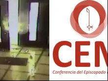 Momento da explosão na entrada da sede da CEM