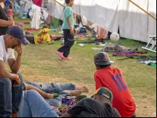 Caravana de migrantes na Cidade do México.