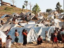 Um campo de refugiados de Rohingya em Bangladesh