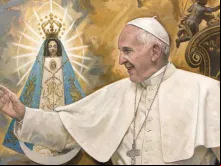 Papa Francisco com a Virgem de Luján. Quadro: Raúl Berzosa