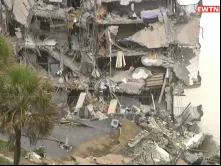 Colapso parcial do prédio de 12 andares em Miami. Créditos: EWTN Notícias