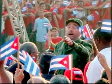 Fidel Castro em comício com o povo cubano, em 1 de maio de 2005