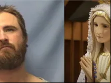 Jerrid Farnam e imagem de Nossa Senhora