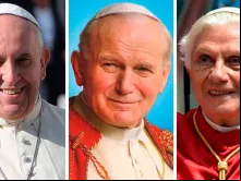 Papa Francisco, São João Paulo II e Papa Emérito Bento XVI