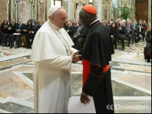 Papa Francisco na audiência desta manhã.