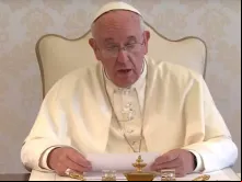 Papa Francisco durante a mensagem.