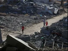 Casas destruídas em Gaza.