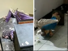 Imagens destruídas na Igreja Nossa Senhora dos Remédios