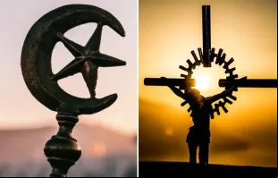 Imagens ilustrativas do Islã e do Cristianismo