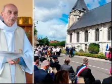 Homenagem ao Pe. Hamel na igreja onde foi assassinado. Fotos: Diocese Rouen