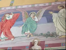 Jesus ressuscitado aparece para Santa Maria Magdalena. Mural na Catedral de Madalena, em Salt Lake City (Estados Unidos)