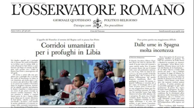 LOsservatoreRomano_VaticanMedia_30042019.jpg ?? 